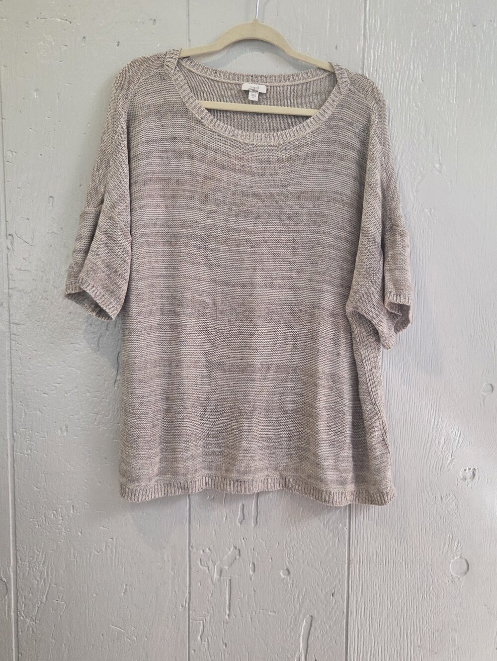 Pure Jill J. jill Light Taupe Knit Scoop Neck Lonen Blend Sweater